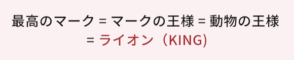 最高のマーク = マークの王様 = 動物の王様 = ライオン（KING)