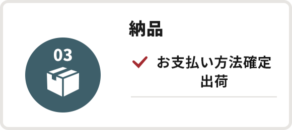 納品 お支払い方法確定/出荷